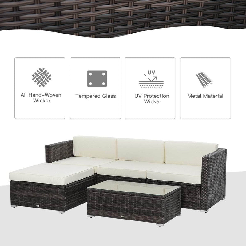 Aosom Sectional 5 Piece Outdoor Patio Rattan Wicker Modular Sectional Sofa Set with Coffee Table - Available in 2 Colours