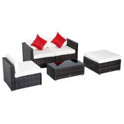 Aosom Sectional 5 Piece Outdoor Patio Rattan Wicker Modular Sectional Sofa Set with Coffee Table - Available in 2 Colours