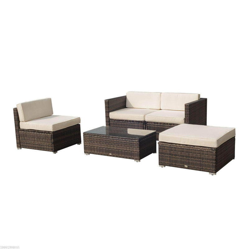 Aosom Sectional 5 Piece Outdoor Patio Rattan Wicker Modular Sectional Sofa Set with Coffee Table - Available in 2 Colours