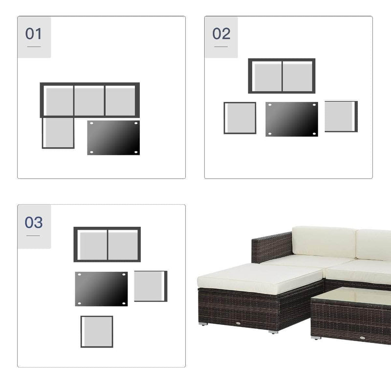 Aosom Sectional 5 Piece Outdoor Patio Rattan Wicker Modular Sectional Sofa Set with Coffee Table - Available in 2 Colours