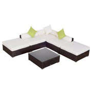 Aosom Sectional 6 Piece Outdoor Patio Wicker Rattan Modular Sectional Sofa with Coffee Table in Brown