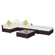 Aosom Sectional 6 Piece Outdoor Patio Wicker Rattan Modular Sectional Sofa with Coffee Table in Brown