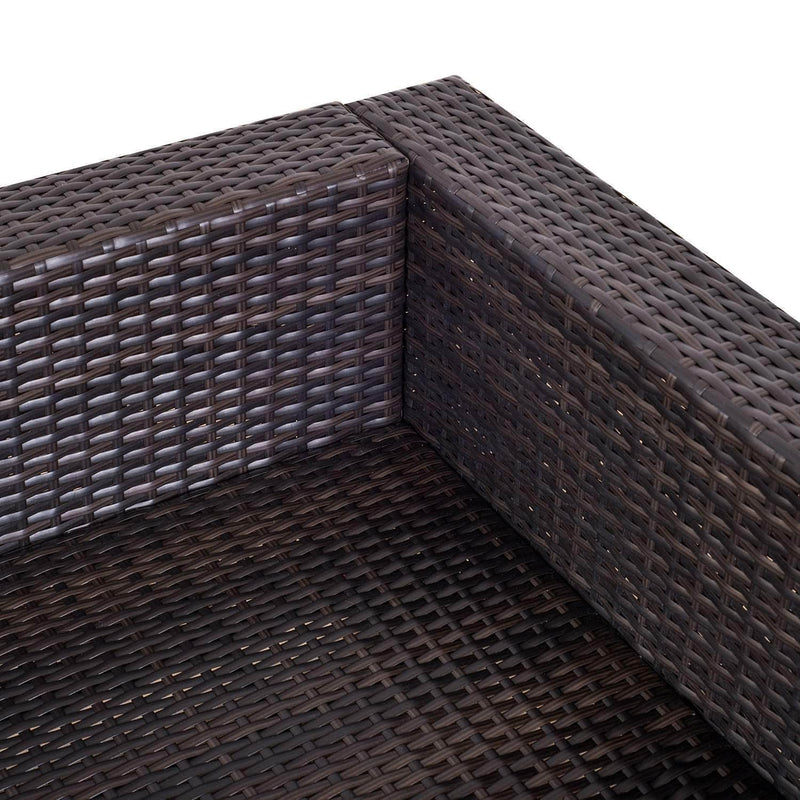 Aosom Sectional 6 Piece Outdoor Patio Wicker Rattan Modular Sectional Sofa with Coffee Table in Brown