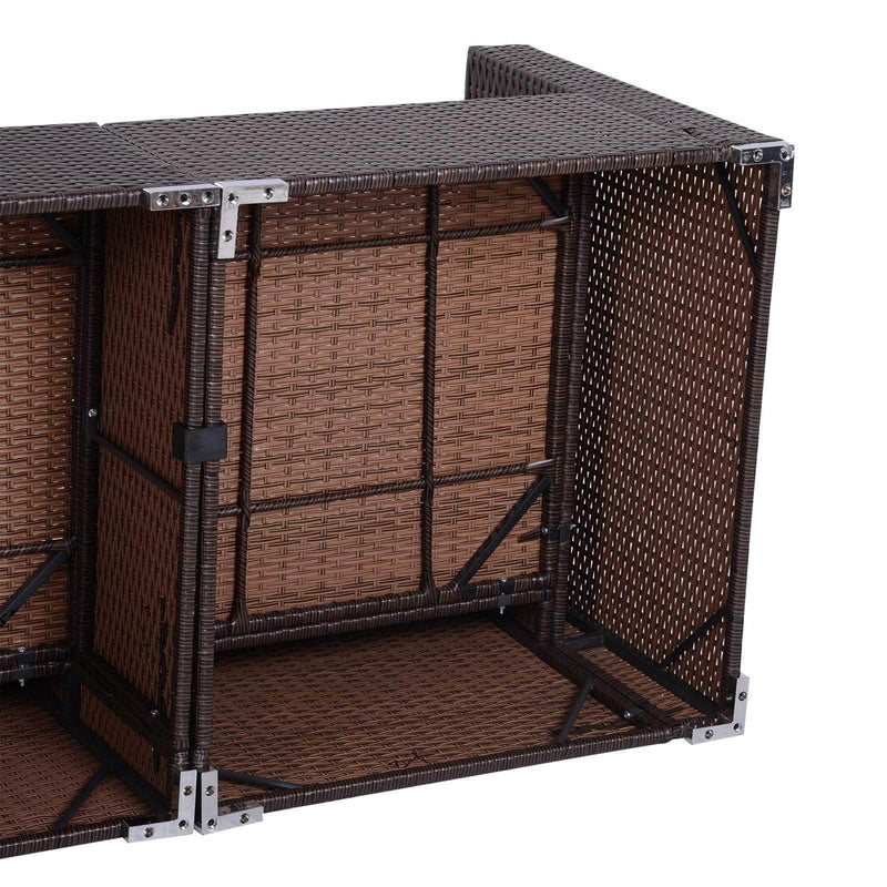 Aosom Sectional 6 Piece Outdoor Patio Wicker Rattan Modular Sectional Sofa with Coffee Table in Khaki