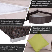 Aosom Sectional 6 Piece Outdoor Patio Wicker Rattan Modular Sectional Sofa with Coffee Table in Khaki