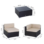 Aosom Sectional 7 Piece Outdoor Patio Rattan Wicker Modular U-Shaped Sectional Sofa Set with Coffee Table in Beige