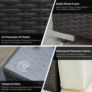 Aosom Sectional Sofa 6 Piece All-Weather Deluxe Outdoor Patio Rattan Wicker Sectional Sofa Set in Cream White