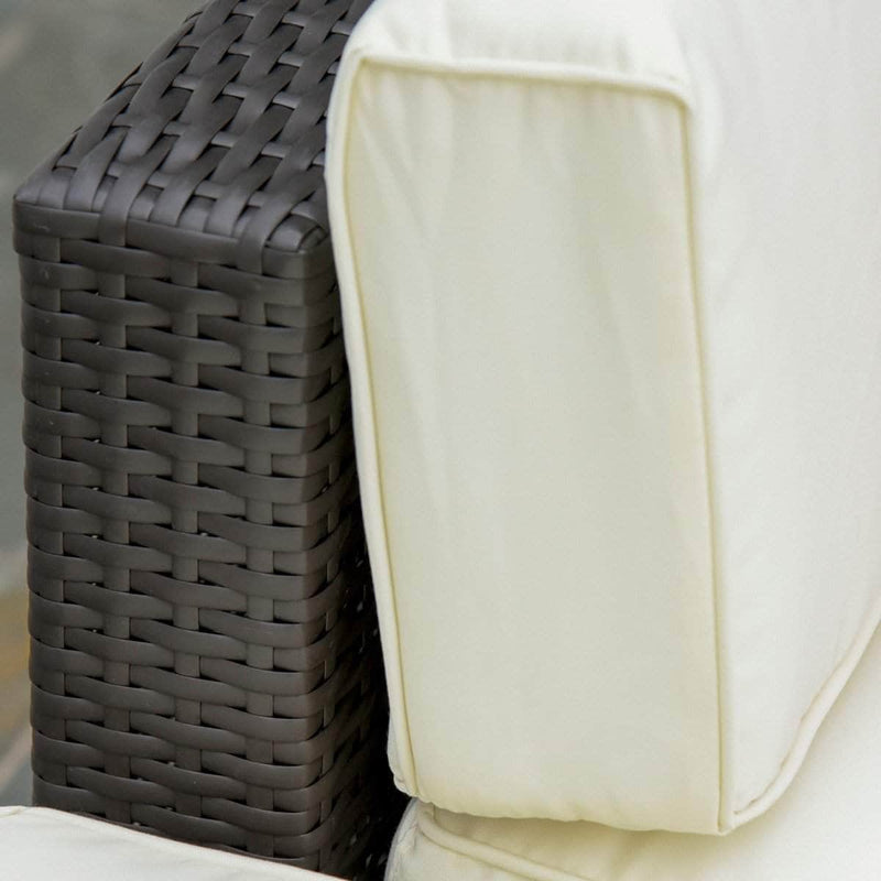 Aosom Sectional Sofa 6 Piece All-Weather Deluxe Outdoor Patio Rattan Wicker Sectional Sofa Set in Cream White