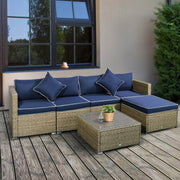 Aosom Sectional Sofa 6 Piece Outdoor Patio Rattan Wicker Modular Sectional Sofa Set with Coffee Table - Available in 5 Colours