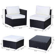 Aosom Sectional Sofa 6 Piece Outdoor Patio Rattan Wicker Modular Sectional Sofa Set with Coffee Table - Available in 5 Colours