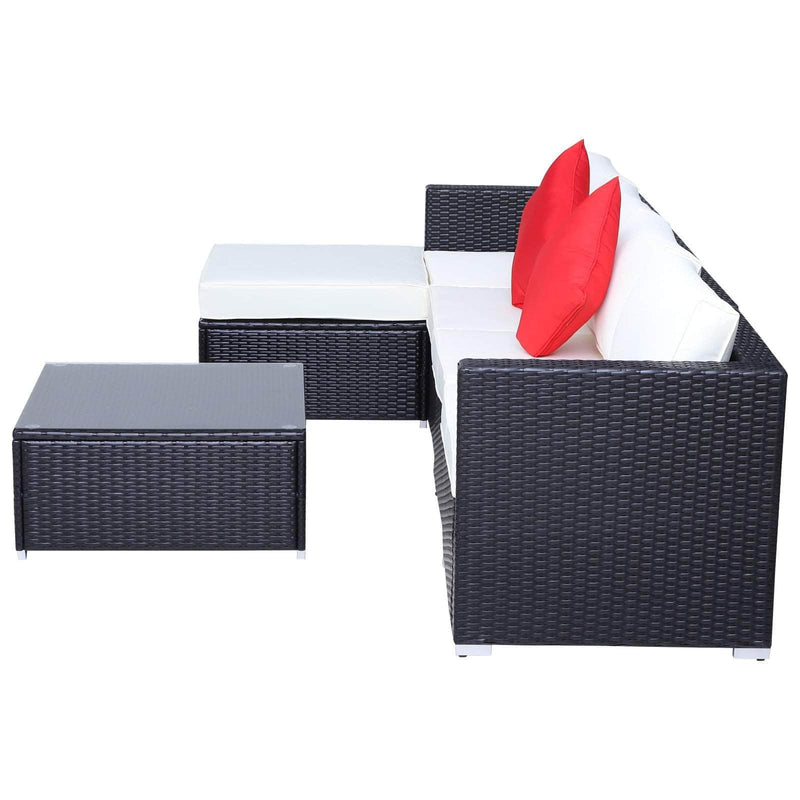 Aosom Sectional Sofa 6 Piece Outdoor Patio Rattan Wicker Modular Sectional Sofa Set with Coffee Table - Available in 5 Colours