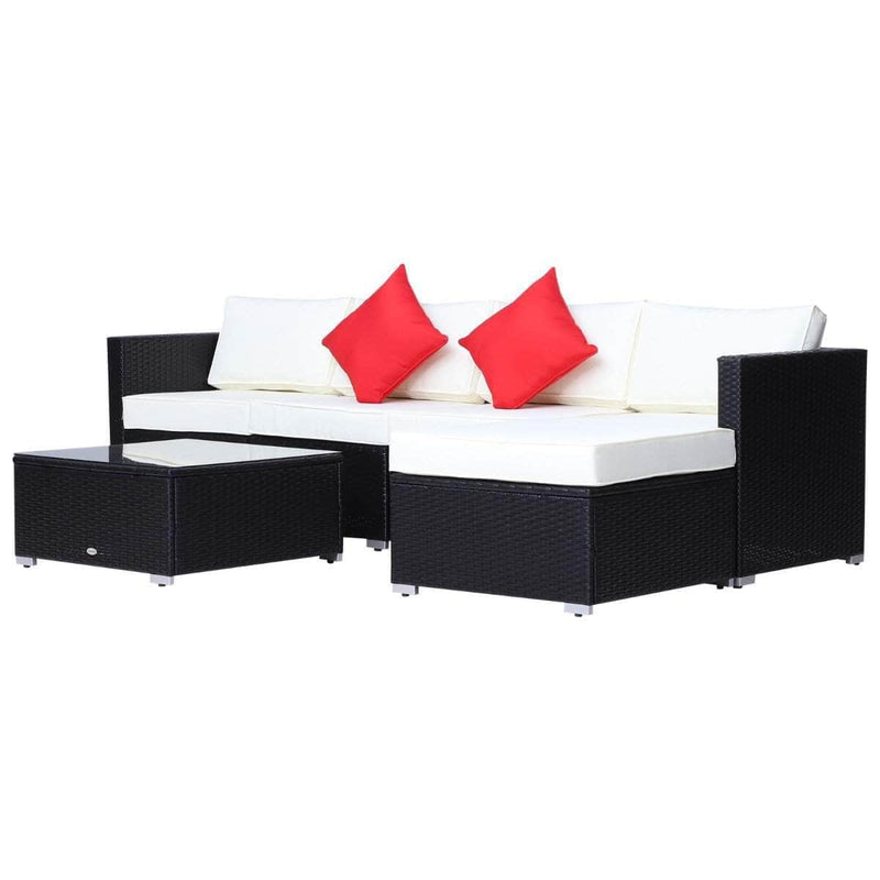 Aosom Sectional Sofa 6 Piece Outdoor Patio Rattan Wicker Modular Sectional Sofa Set with Coffee Table - Available in 5 Colours