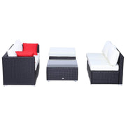 Aosom Sectional Sofa 6 Piece Outdoor Patio Rattan Wicker Modular Sectional Sofa Set with Coffee Table - Available in 5 Colours