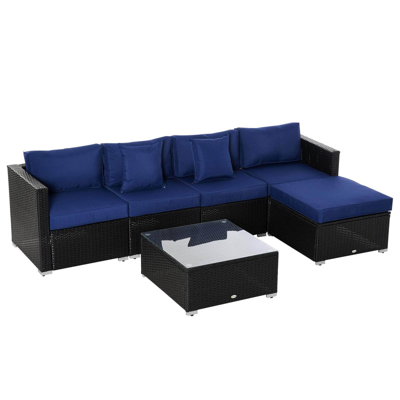 Aosom Sectional Sofa 6 Piece Outdoor Patio Rattan Wicker Modular Sectional Sofa Set with Coffee Table - Available in 5 Colours