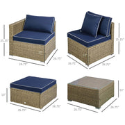 Aosom Sectional Sofa 6 Piece Outdoor Patio Rattan Wicker Modular Sectional Sofa Set with Coffee Table - Available in 5 Colours