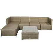 Aosom Sectional Sofa 6 Piece Outdoor Patio Rattan Wicker Modular Sectional Sofa Set with Coffee Table - Available in 5 Colours