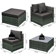 Aosom Sectional Sofa 6 Piece Outdoor Patio Rattan Wicker Modular Sectional Sofa Set with Coffee Table - Available in 5 Colours