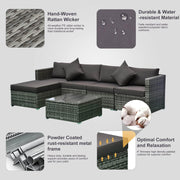 Aosom Sectional Sofa 6 Piece Outdoor Patio Rattan Wicker Modular Sectional Sofa Set with Coffee Table - Available in 5 Colours