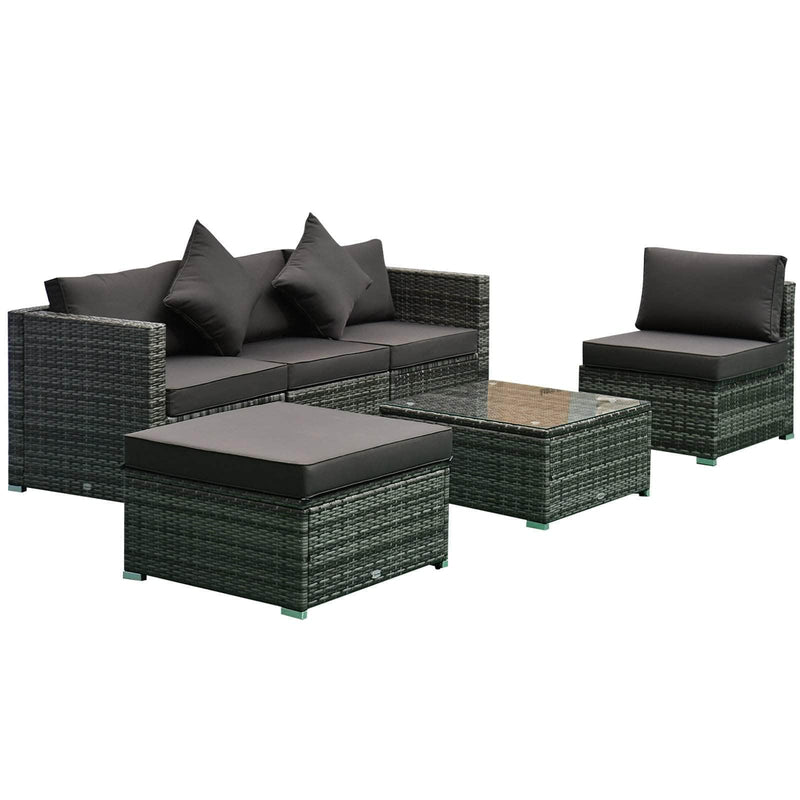 Aosom Sectional Sofa 6 Piece Outdoor Patio Rattan Wicker Modular Sectional Sofa Set with Coffee Table - Available in 5 Colours