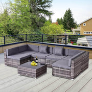 Aosom Sectional Sofa 7 Piece Outdoor Patio Rattan Wicker Modular U-Shaped Sectional Sofa Set with Coffee Table - Available in 9 Colours