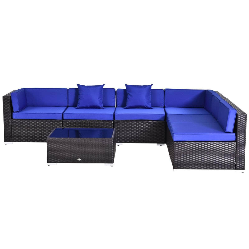 Aosom Sectional Sofa 7 Piece Outdoor Patio Rattan Wicker Modular U-Shaped Sectional Sofa Set with Coffee Table - Available in 9 Colours