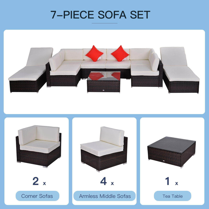 Aosom Sectional Sofa 9 Piece Deluxe Outdoor Patio Garden Wicker Rattan Sectional Sofa Set with 2 Lounge Chairs - Available in 3 Colours