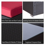 Aosom Sectional Sofa 9 Piece Deluxe Outdoor Patio Garden Wicker Rattan Sectional Sofa Set with 2 Lounge Chairs - Available in 3 Colours