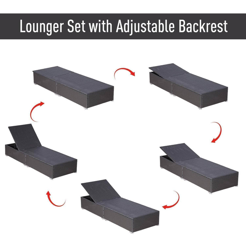 Aosom Sectional Sofa 9 Piece Deluxe Outdoor Patio Garden Wicker Rattan Sectional Sofa Set with 2 Lounge Chairs - Available in 3 Colours