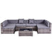 Aosom Sectional Sofa Grey and Grey Wicker 7 Piece Outdoor Patio Rattan Wicker Modular U-Shaped Sectional Sofa Set with Coffee Table - Available in 9 Colours