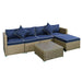 Aosom Sectional Sofa Navy Blue and Yellow Wicker 6 Piece Outdoor Patio Rattan Wicker Modular Sectional Sofa Set with Coffee Table - Available in 5 Colours