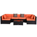 Aosom Sectional Sofa Orange and Dark Coffee Wicker 7 Piece Outdoor Patio Rattan Wicker Modular U-Shaped Sectional Sofa Set with Coffee Table - Available in 9 Colours