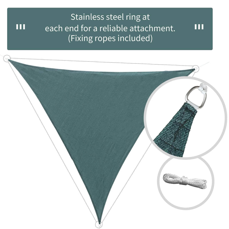 Aosom Shade Sail 10ft Triangle Canopy Sun Shade Sail Canopy with Carrying Bag - Available in 4 Colours