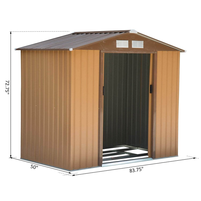 Aosom Shed 7ft x 4ft Metal Garden Tool Storage Shed in Earthy Yellow