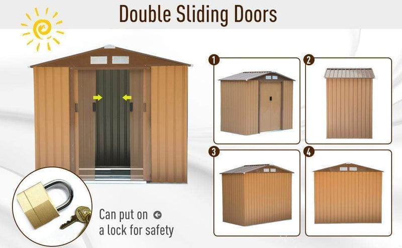 Pending - Aosom Storage Garden Storage Shed Outdoor Patio Yard Metal Tool Storage House - Earthy Yellow