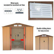 Aosom Shed 7ft x 4ft Metal Garden Tool Storage Shed in Earthy Yellow