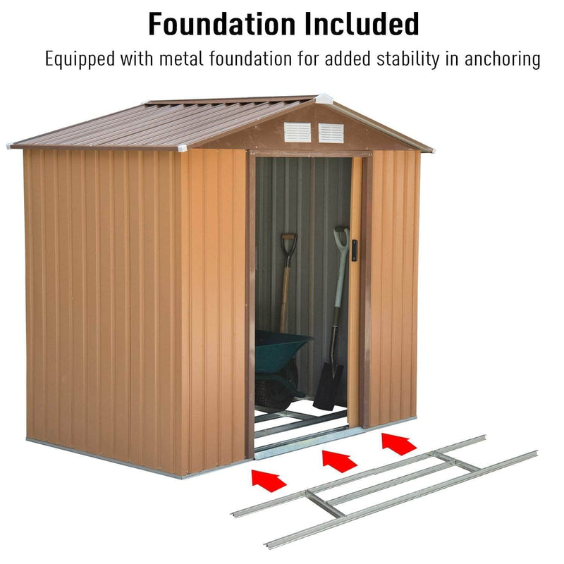 Aosom Shed 7ft x 4ft Metal Garden Tool Storage Shed in Earthy Yellow