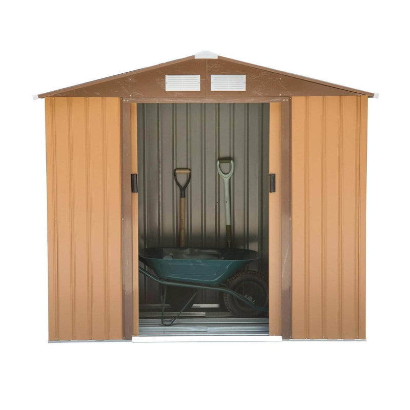 Aosom Shed 7ft x 4ft Metal Garden Tool Storage Shed in Earthy Yellow