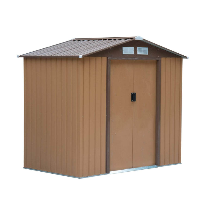 Aosom Shed 7ft x 4ft Metal Garden Tool Storage Shed in Earthy Yellow