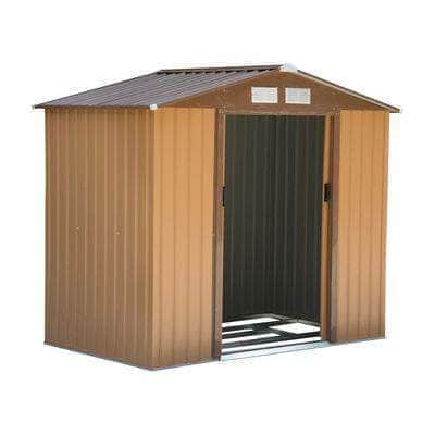 Aosom Shed 7ft x 4ft Metal Garden Tool Storage Shed in Earthy Yellow