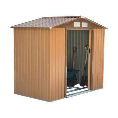 Aosom Shed 7ft x 4ft Metal Garden Tool Storage Shed in Earthy Yellow