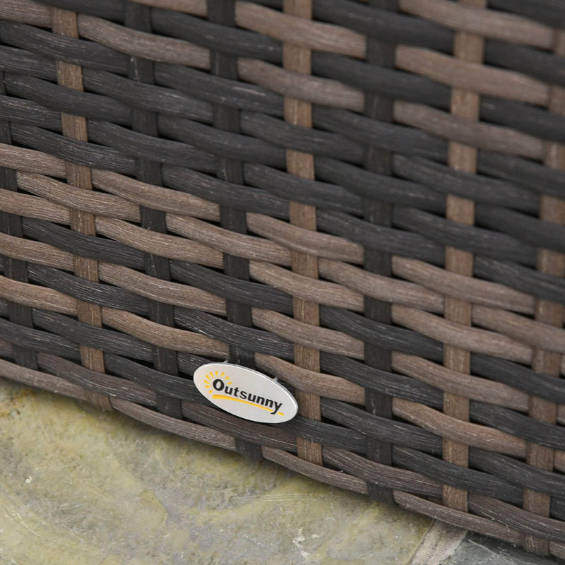 Aosom Sofa Set 6 Piece Outdoor Patio Rattan Wicker Conversation Sofa Set with Storage Coffee Table and End Table in Orange