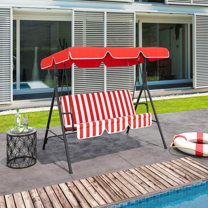 Aosom Swing Chair Outdoor Patio Porch 3-Seater Metal Swing Chair with Canopy and Cushioned Seat - Available in 5 Colours