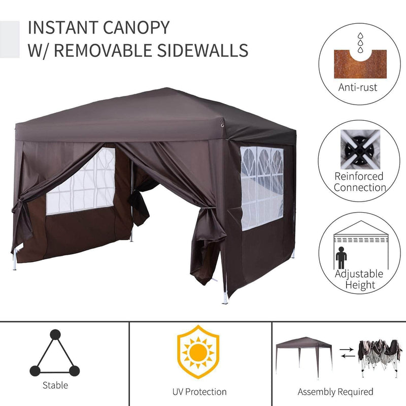 Aosom Tent 10ft x 10ft Gazebo Canopy Portable Outdoor Folding Pop Up Tent - Available in 2 Colours