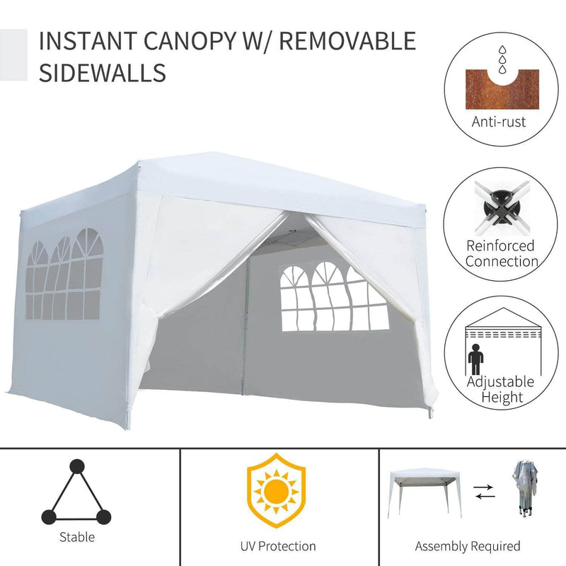 Aosom Tent 10ft x 10ft Gazebo Canopy Portable Outdoor Folding Pop Up Tent - Available in 2 Colours