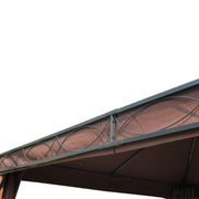 Aosom Tent 10ft x 13ft Gazebo Canopy Double Tiered Outdoor Tent with Curtain in Dark Coffee