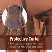 Aosom Tent 10ft x 13ft Gazebo Canopy Double Tiered Outdoor Tent with Curtain in Dark Coffee