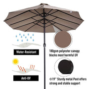 Aosom Umbrella 15ft Outdoor Patio Umbrella with Twin Canopy Sunshade and Lift Crank - Available in 4 Colours