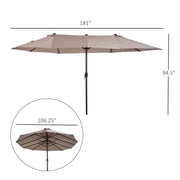 Aosom Umbrella 15ft Outdoor Patio Umbrella with Twin Canopy Sunshade and Lift Crank - Available in 4 Colours