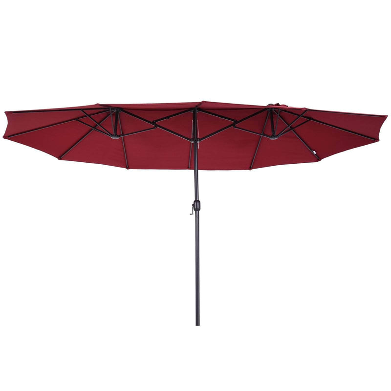 Aosom Umbrella 15ft Outdoor Patio Umbrella with Twin Canopy Sunshade and Lift Crank - Available in 4 Colours