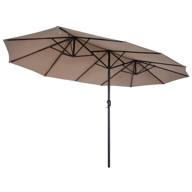 Aosom Umbrella 15ft Outdoor Patio Umbrella with Twin Canopy Sunshade and Lift Crank - Available in 4 Colours